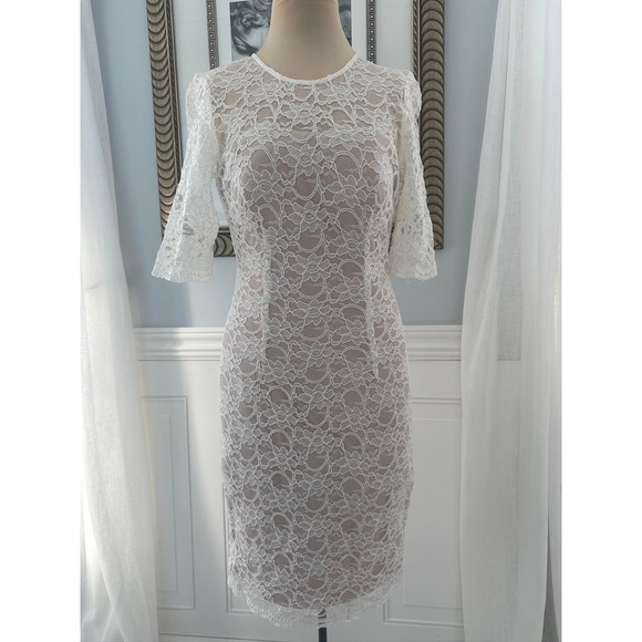 Jax Dresses & Skirts - JAX White Lace Sheath Midi Dress Size 6